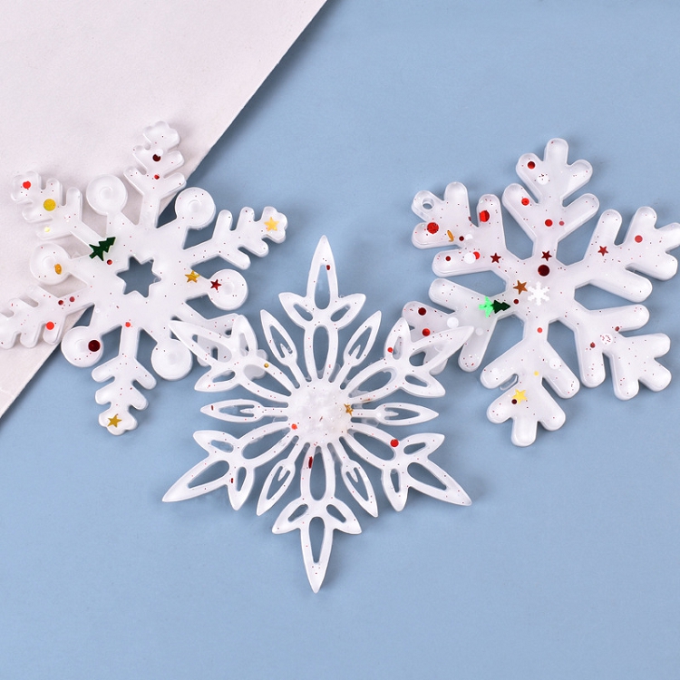 1Pcs DIY Crystal UV Epoxy Mold Christmas Series Three-link Snowflakes Hanging Pendant Jewelry Epoxy Mold